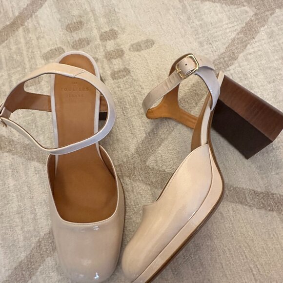 Sezane Alexane Mary Janes White Lacquer Heel Shoes SIZE 8 / 39 - Picture 5 of 9